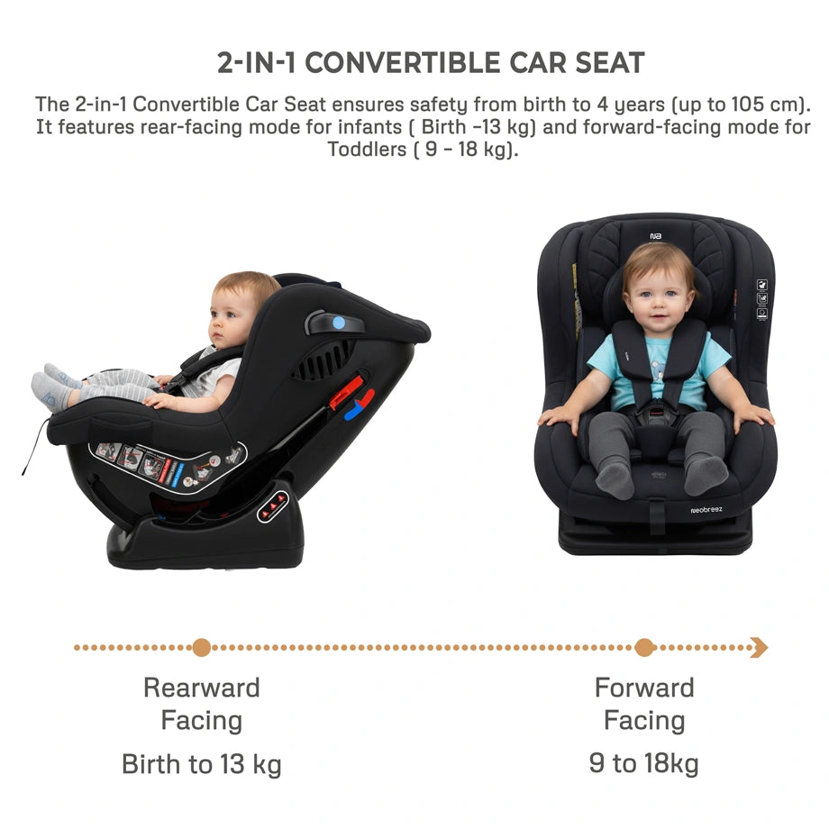 Neobreez Nestii 2-In-1 Convertible Baby Infant Car Seat (Black)