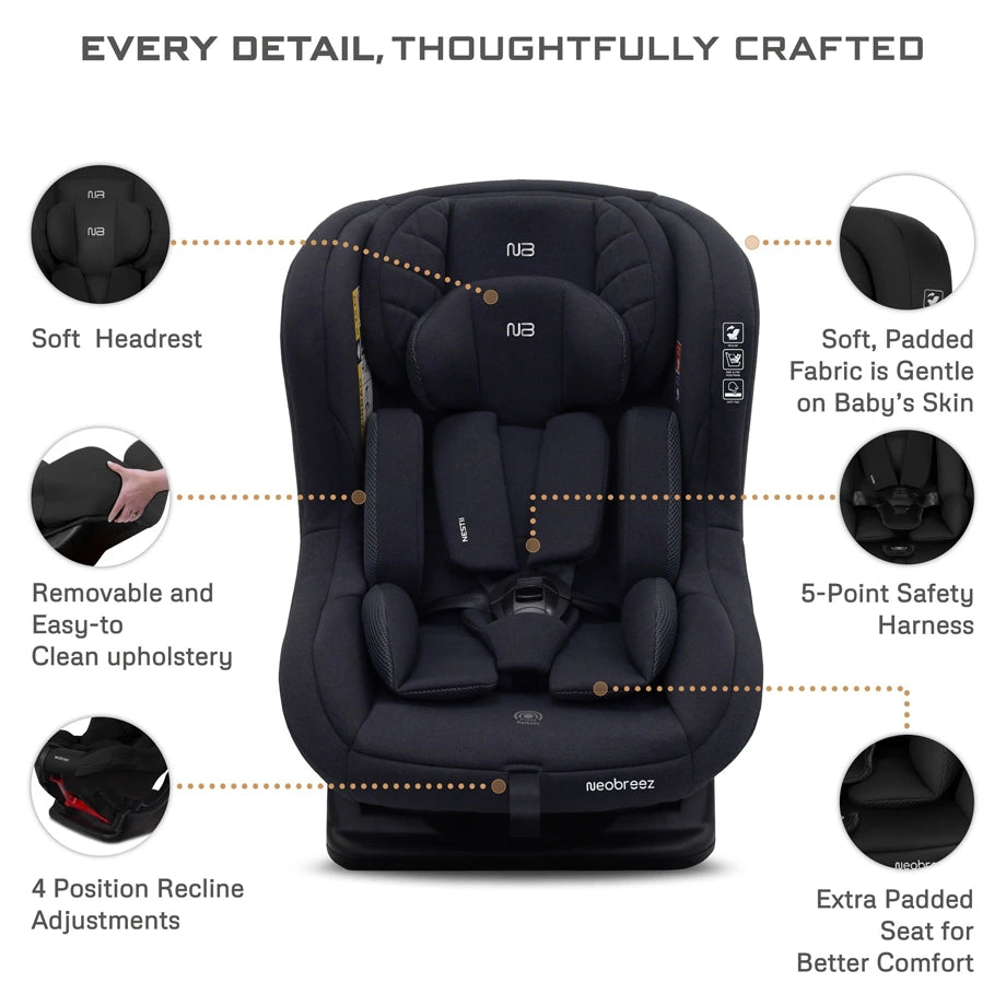 Neobreez Nestii 2-In-1 Convertible Baby Infant Car Seat (Black)