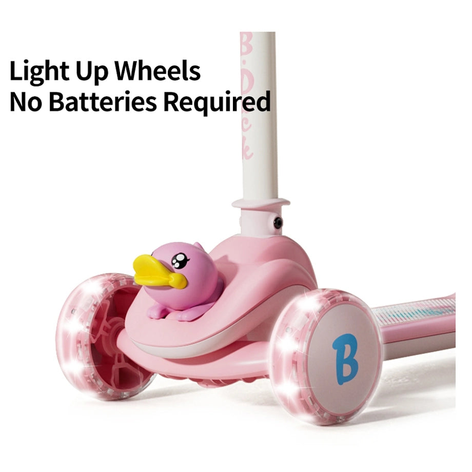 B.Duck 3-Wheel Kids Scooter with LED PU Wheels (Pink)