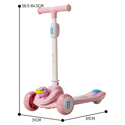 B.Duck 3-Wheel Kids Scooter with LED PU Wheels (Pink)