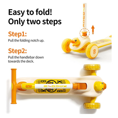 B.Duck 3-Wheel Kids Scooter with LED PU Wheels (Yellow)