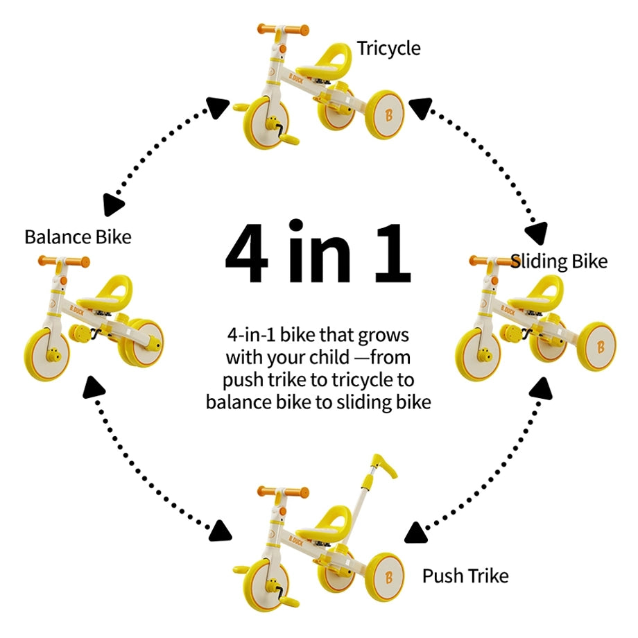 B.Duck 4-in-1 Kids Bike (Yellow)