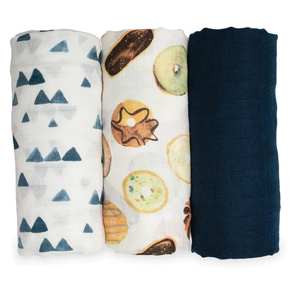Lulujo 3 Pack Bamboo Muslin Swaddle Blankets (Baby Blues)