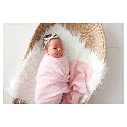 Lulujo Bamboo Muslin Swaddle Blankets 3 Pack (Bows, Ballet Slipper & White)
