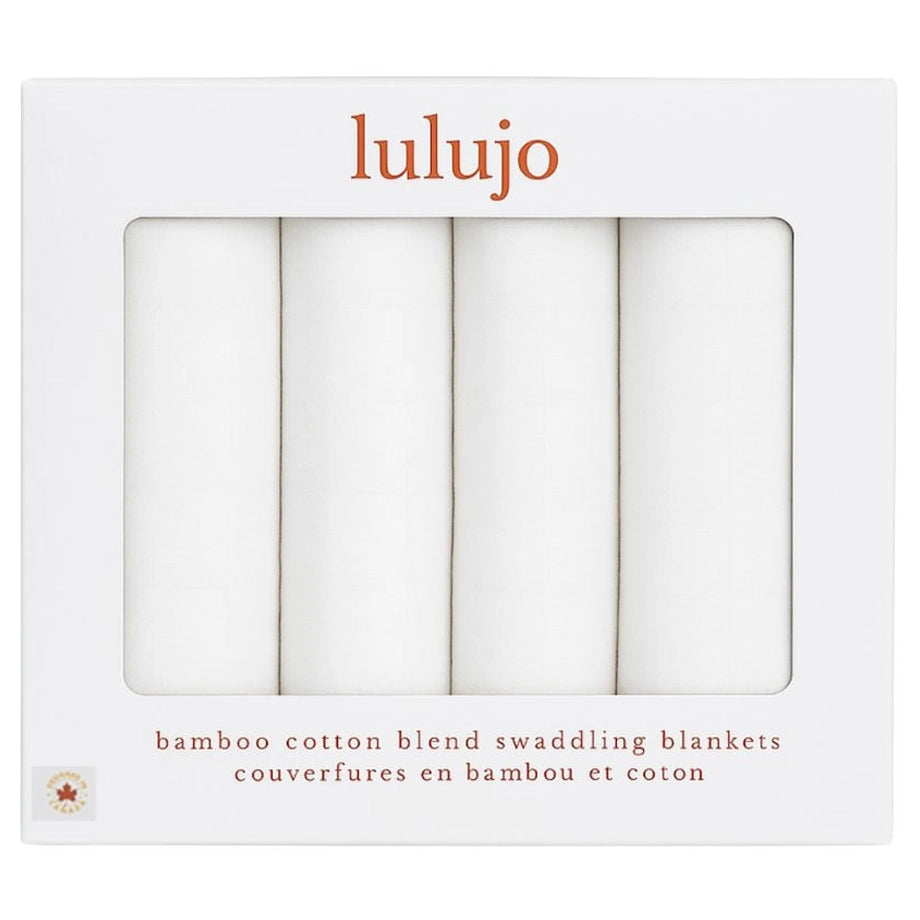 Lulujo Bamboo Muslin Swaddle Blankets 4 Pack (White)