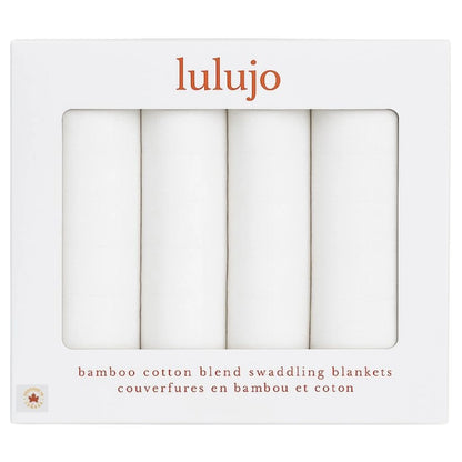 Lulujo Bamboo Muslin Swaddle Blankets 4 Pack (White)