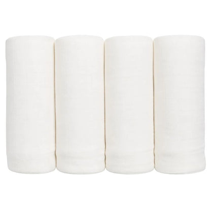 Lulujo Bamboo Muslin Swaddle Blankets 4 Pack (White)