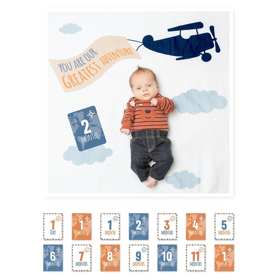 Lulujo Baby’s First Year™ Blanket & Cards Set (Greatest Adventure)