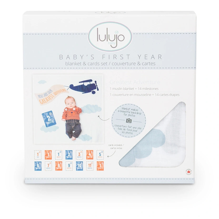 Lulujo Baby’s First Year™ Blanket & Cards Set (Greatest Adventure)