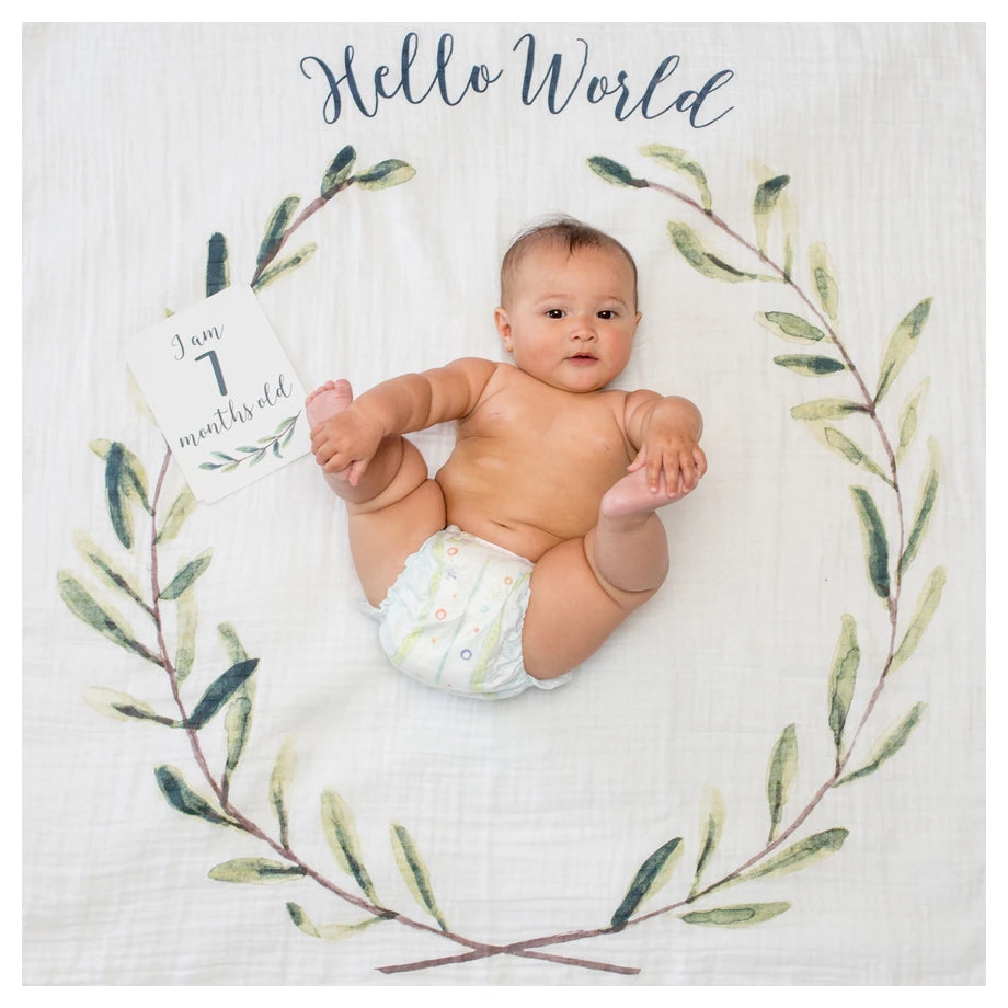Lulujo Baby’s First Year™ Blanket & Cards Set (Hello World)