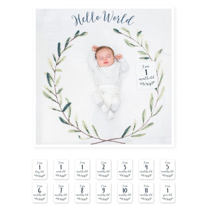 Lulujo Baby’s First Year™ Blanket & Cards Set (Hello World)
