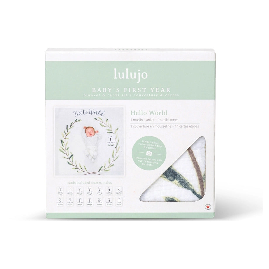 Lulujo Baby’s First Year™ Blanket & Cards Set (Hello World)