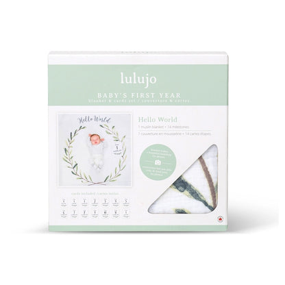 Lulujo Baby’s First Year™ Blanket & Cards Set (Hello World)