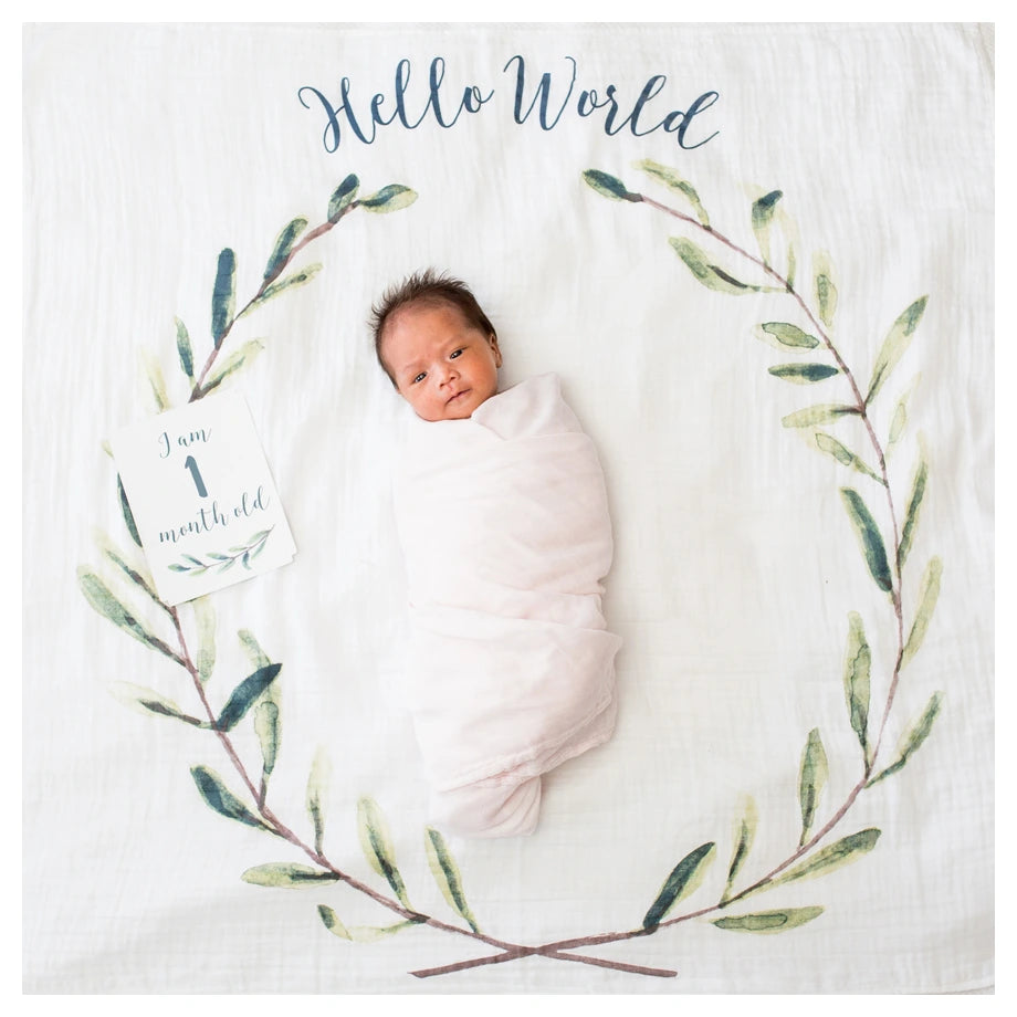 Lulujo Baby’s First Year™ Blanket & Cards Set (Hello World)