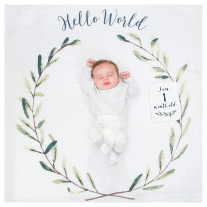Lulujo Baby’s First Year™ Blanket & Cards Set (Hello World)