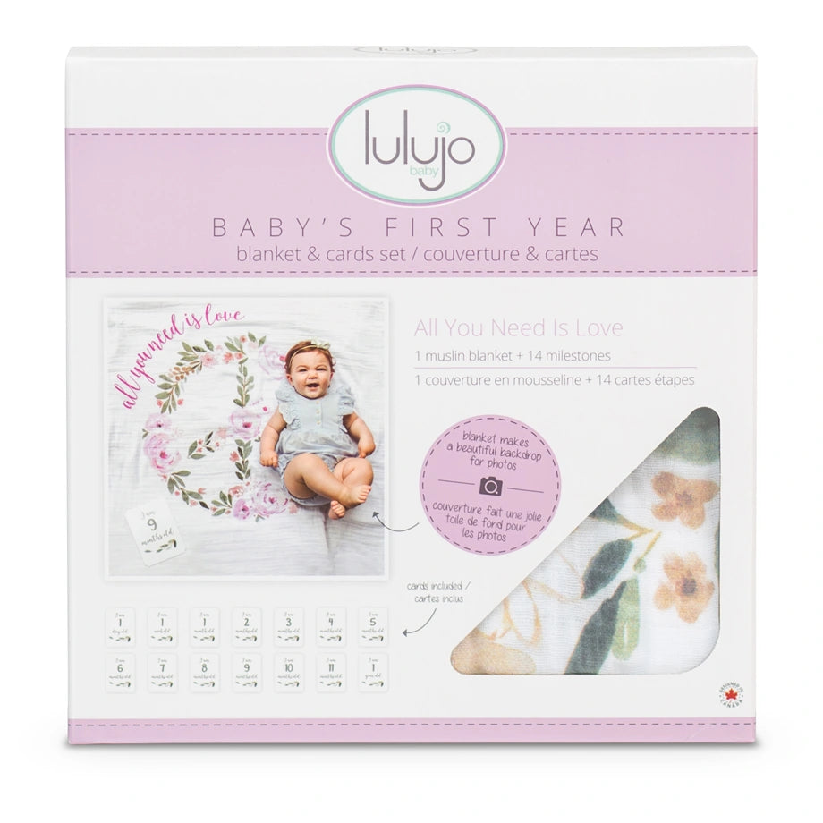 Lulujo Baby’s First Year™ Blanket & Cards Set (All You Need Is Love)