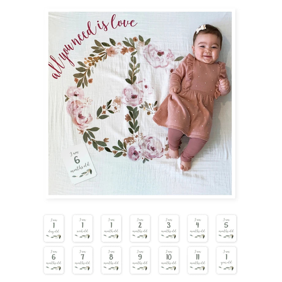 Lulujo Baby’s First Year™ Blanket & Cards Set (All You Need Is Love)