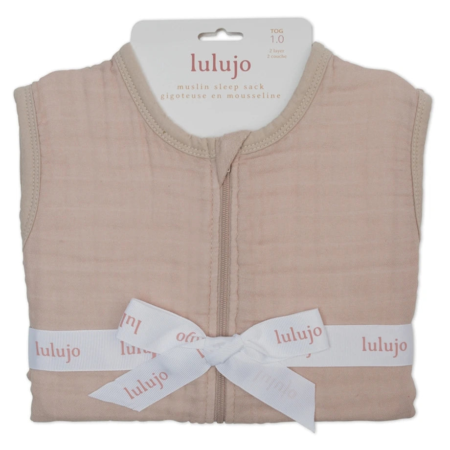 Lulujo 100% Cotton Muslin Sleep Sack Size S 0–6 Months (Sand)