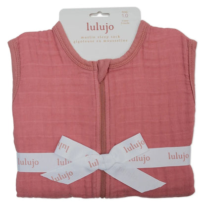 Lulujo 100% Cotton Muslin Sleep Sack Size S 0–6 Months (Rose)