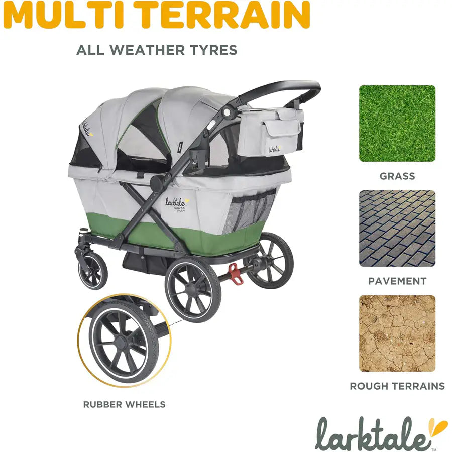 Larktale Caravan Coupe Stroller/Wagon (Grey/Green)
