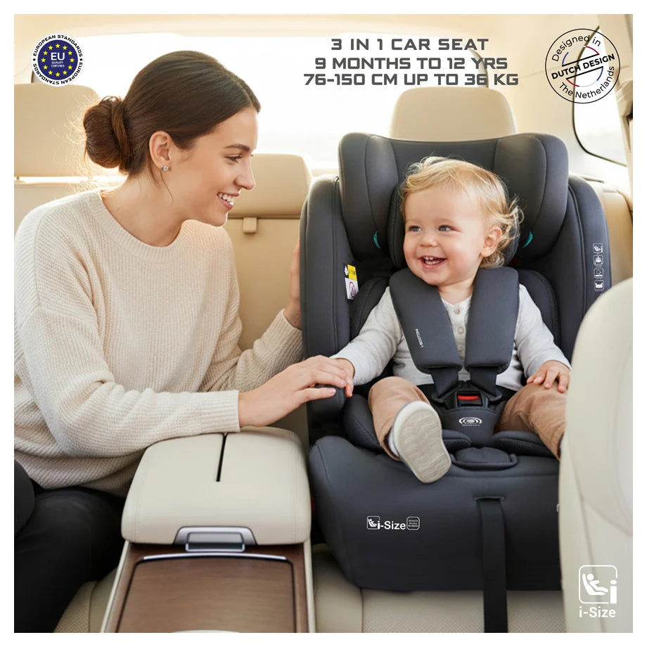 Neobreez BOSTONI 3-in-1 Toddler Car Seat i-Size 9m-12Y (Grey)