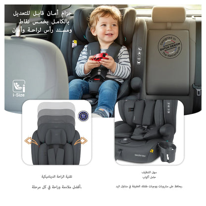 Neobreez BOSTONI 3-in-1 Toddler Car Seat i-Size 9m-12Y (Grey)