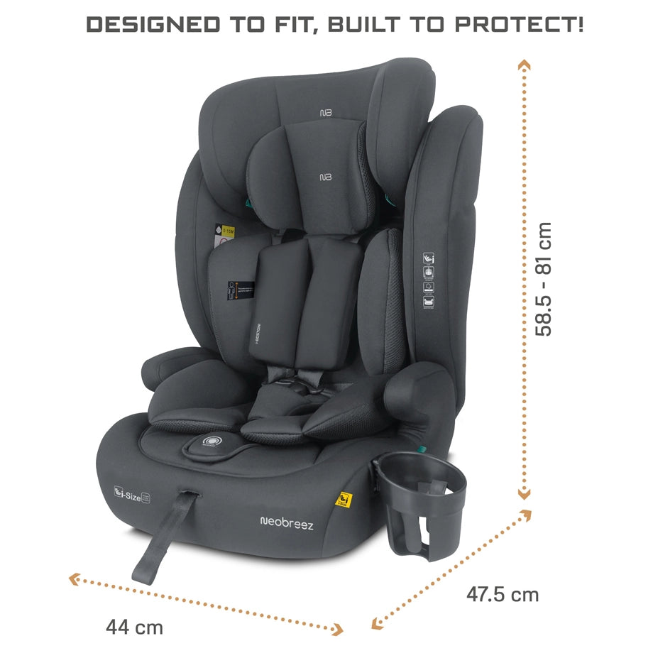 Neobreez BOSTONI 3-in-1 Toddler Car Seat i-Size 9m-12Y (Grey)