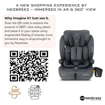 Neobreez BOSTONI 3-in-1 Toddler Car Seat i-Size 9m-12Y (Grey)