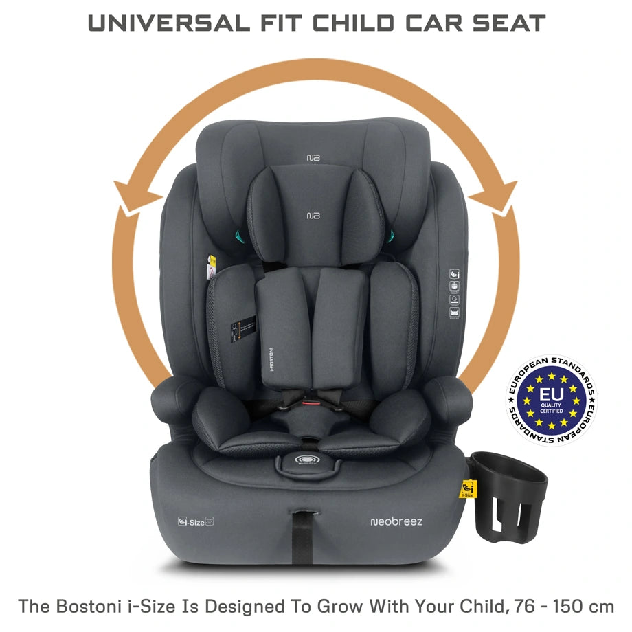 Neobreez BOSTONI 3-in-1 Toddler Car Seat i-Size 9m-12Y (Grey)