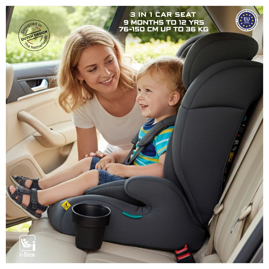 Neobreez BOSTONI 3-in-1 Toddler Car Seat i-Size 9m-12Y (Grey)