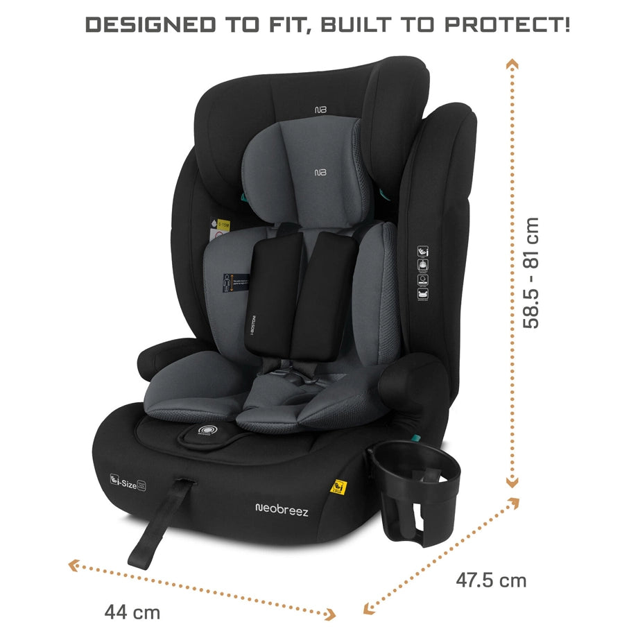 Neobreez BOSTONI 3-in-1 Toddler Car Seat i-Size 9m-12Y (Black/Gray)