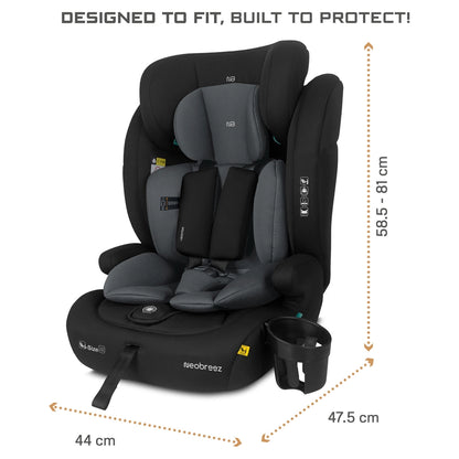 Neobreez BOSTONI 3-in-1 Toddler Car Seat i-Size 9m-12Y (Black/Gray)