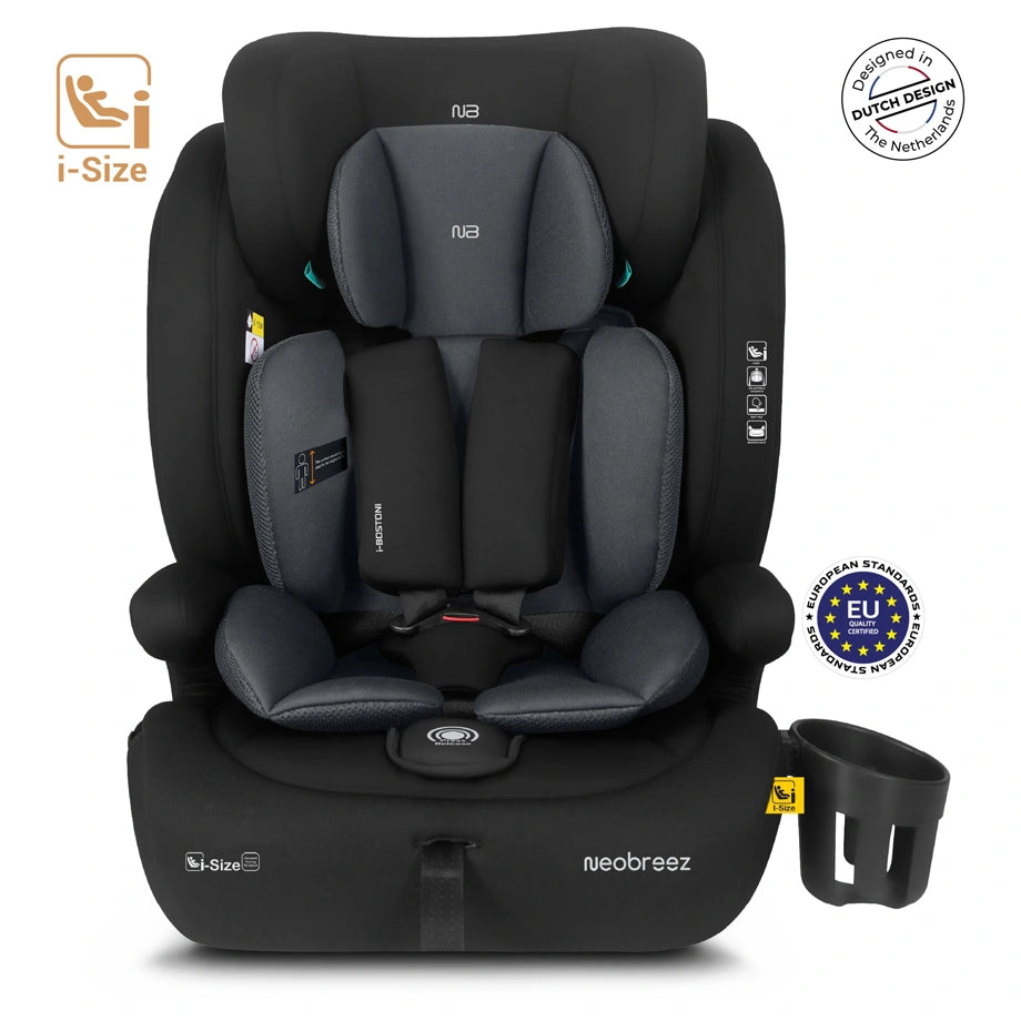 Neobreez BOSTONI 3-in-1 Toddler Car Seat i-Size 9m-12Y (Black/Gray)