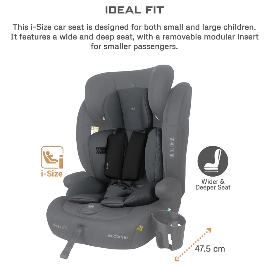 Neobreez BOSTONI 3-in-1 Toddler Car Seat i-Size 9m-12Y (Black/Gray)