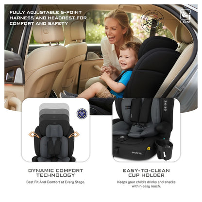 Neobreez BOSTONI 3-in-1 Toddler Car Seat i-Size 9m-12Y (Black/Gray)