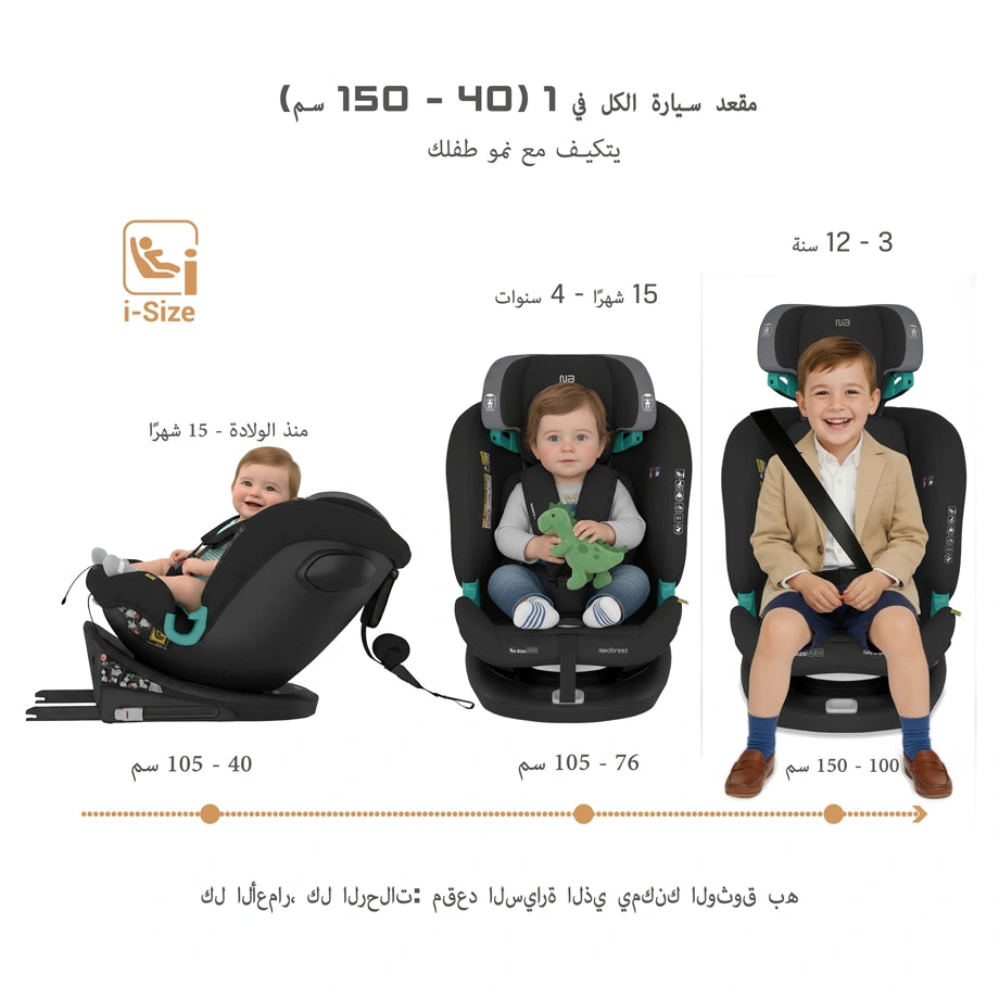 نيوبريز آي جوارديا 360-ديجري آيسوفيكس آيسايز كار سيت أل -آين (أسود/رمادي)