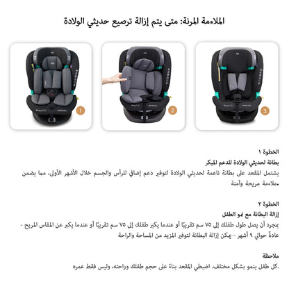 نيوبريز آي جوارديا 360-ديجري آيسوفيكس آيسايز كار سيت أل -آين (أسود/رمادي)