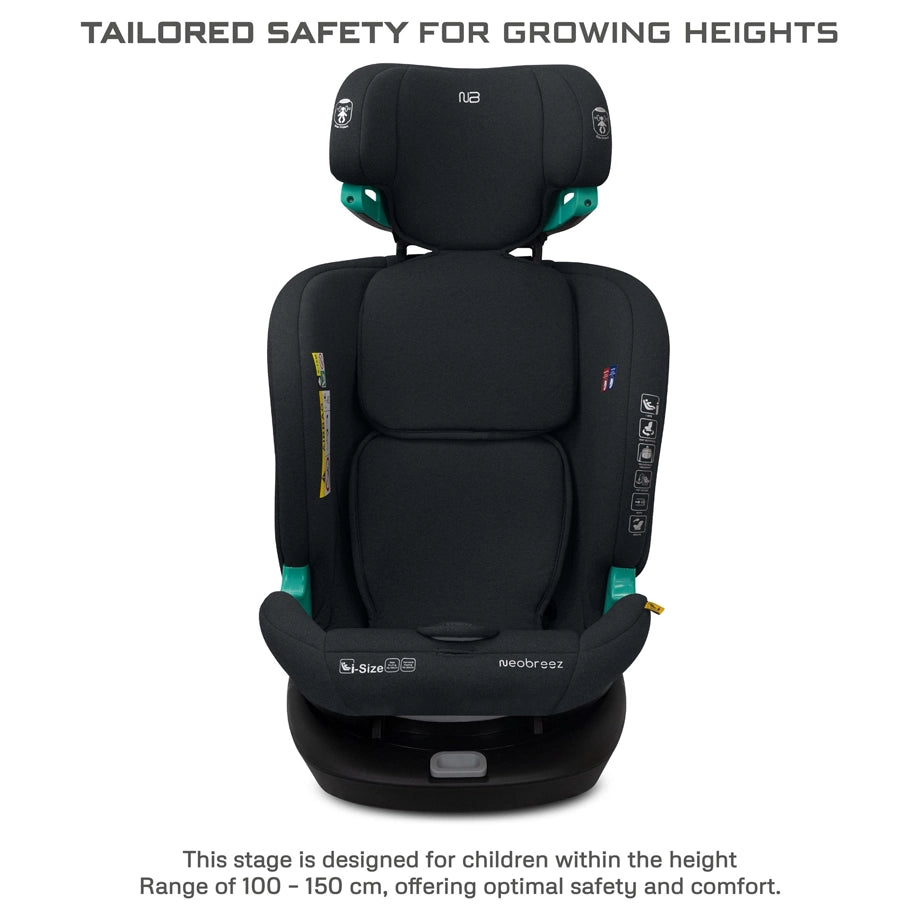 Neobreez Guardia 360° Rotating ISOFIX i-Size Car Seat, All-in-One 0-12Yrs (Black)