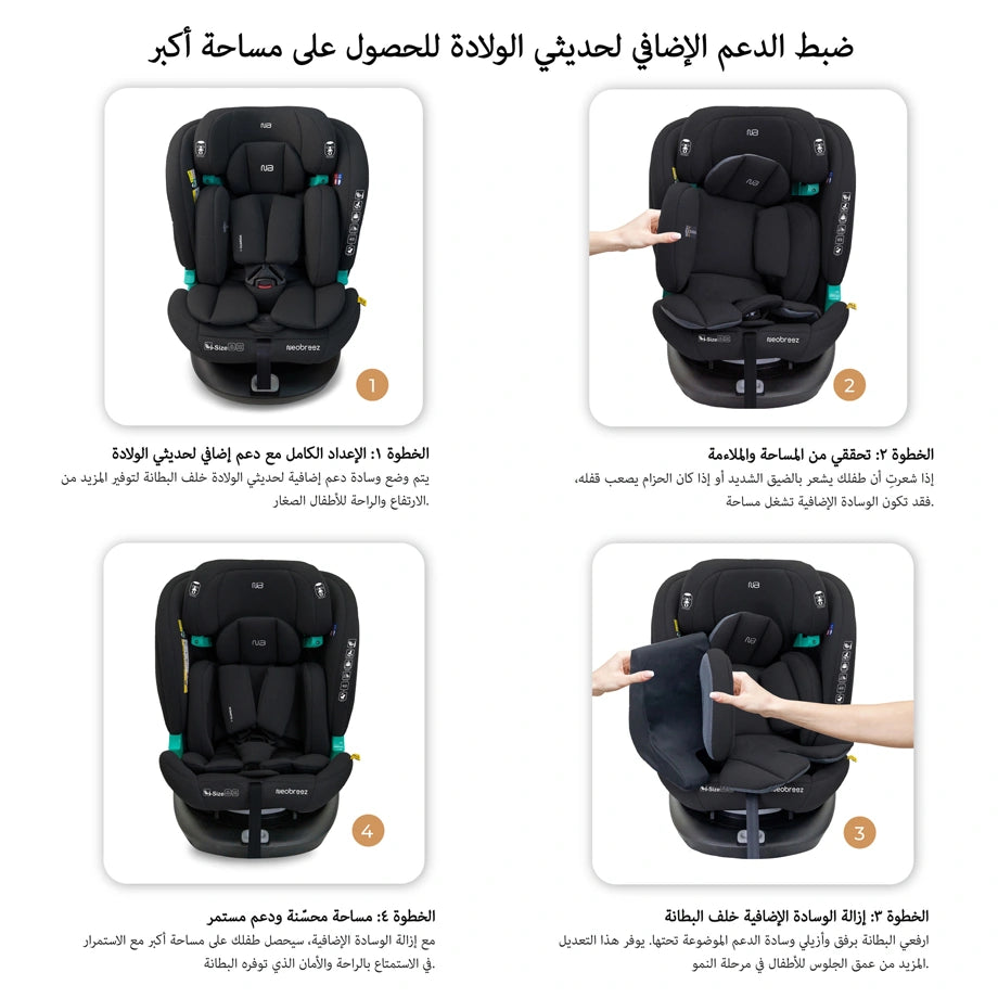 Neobreez Guardia 360° Rotating ISOFIX i-Size Car Seat, All-in-One 0-12Yrs (Black)