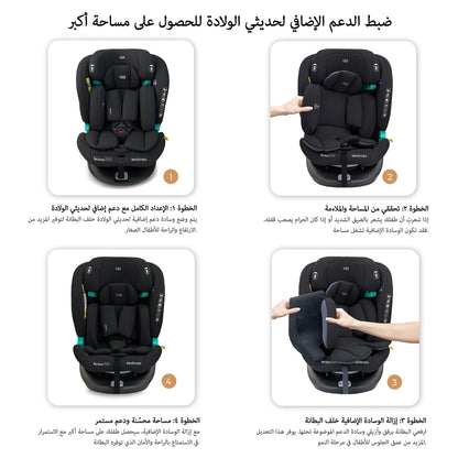 Neobreez Guardia 360° Rotating ISOFIX i-Size Car Seat, All-in-One 0-12Yrs (Black)