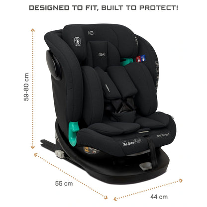 Neobreez Guardia 360° Rotating ISOFIX i-Size Car Seat, All-in-One 0-12Yrs (Black)