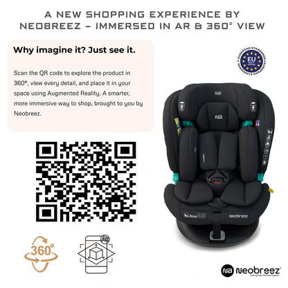 Neobreez Guardia 360° Rotating ISOFIX i-Size Car Seat, All-in-One 0-12Yrs (Black)