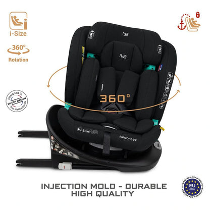 Neobreez Guardia 360° Rotating ISOFIX i-Size Car Seat, All-in-One 0-12Yrs (Black)