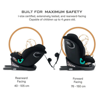 Neobreez Guardia 360° Rotating ISOFIX i-Size Car Seat, All-in-One 0-12Yrs (Black)