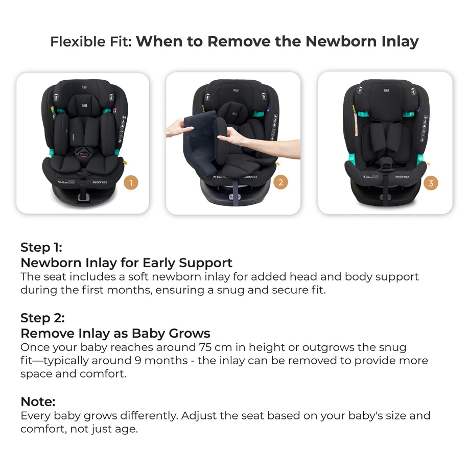 Neobreez Guardia 360° Rotating ISOFIX i-Size Car Seat, All-in-One 0-12Yrs (Black)
