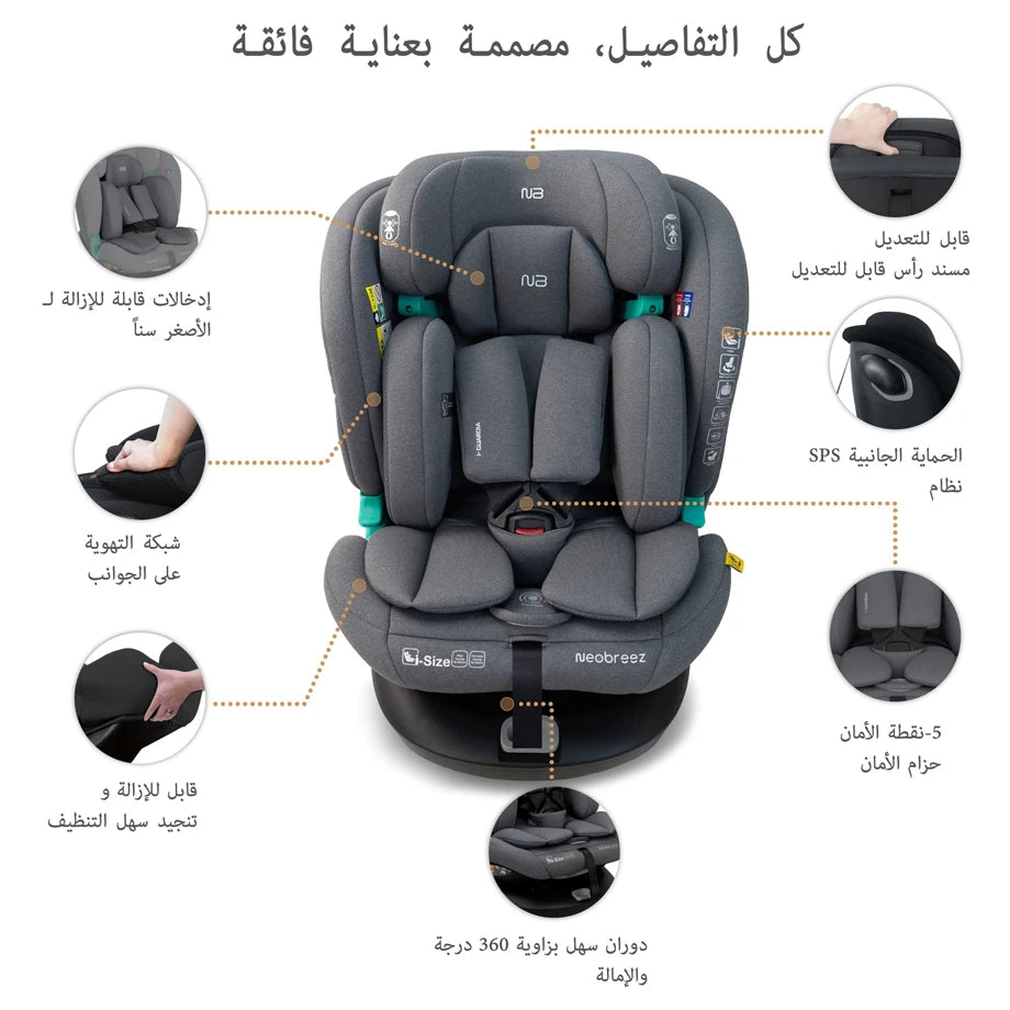 نيوبريز آي جوارديا ٣٦٠ ° آيسوفيكس آيسايز كار سيت، ألين1 (رمادي)