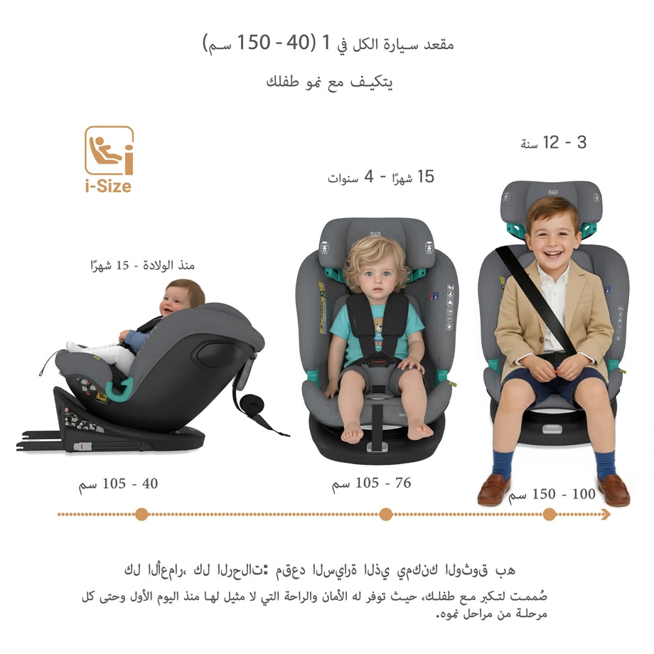 نيوبريز آي جوارديا 360-ديجري آيسوفيكس آيسايز كار سيت أل -آين (رمادي أسود)