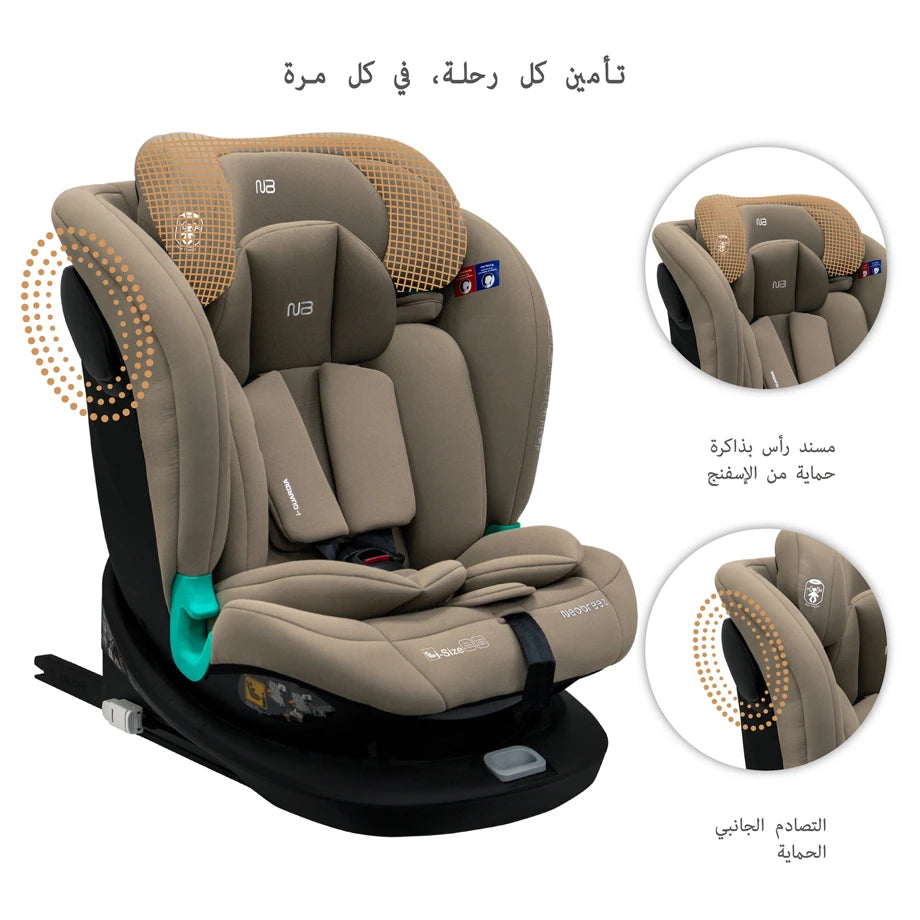 نيوبريز آي جوارديا 360-ديجري آيسوفيكس آيسايز كار سيت ألين1 (بيج)