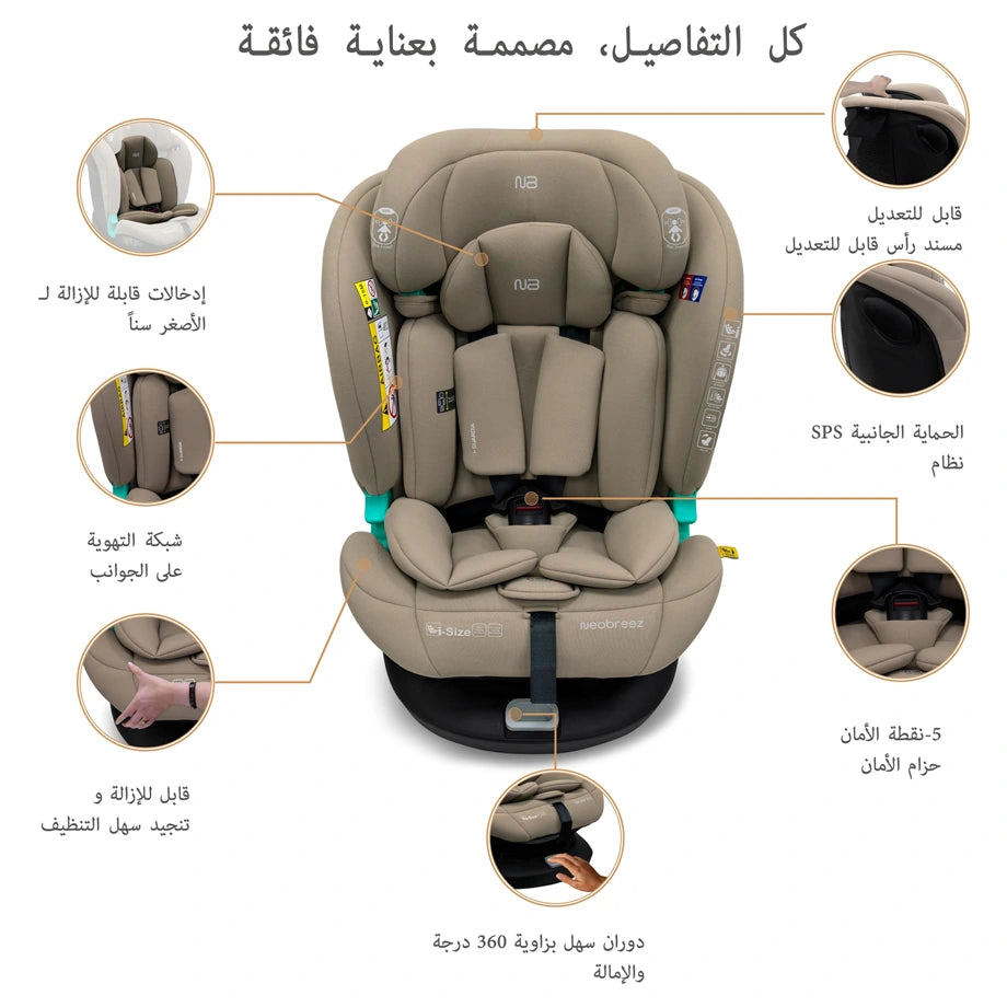 نيوبريز آي جوارديا 360-ديجري آيسوفيكس آيسايز كار سيت ألين1 (بيج)