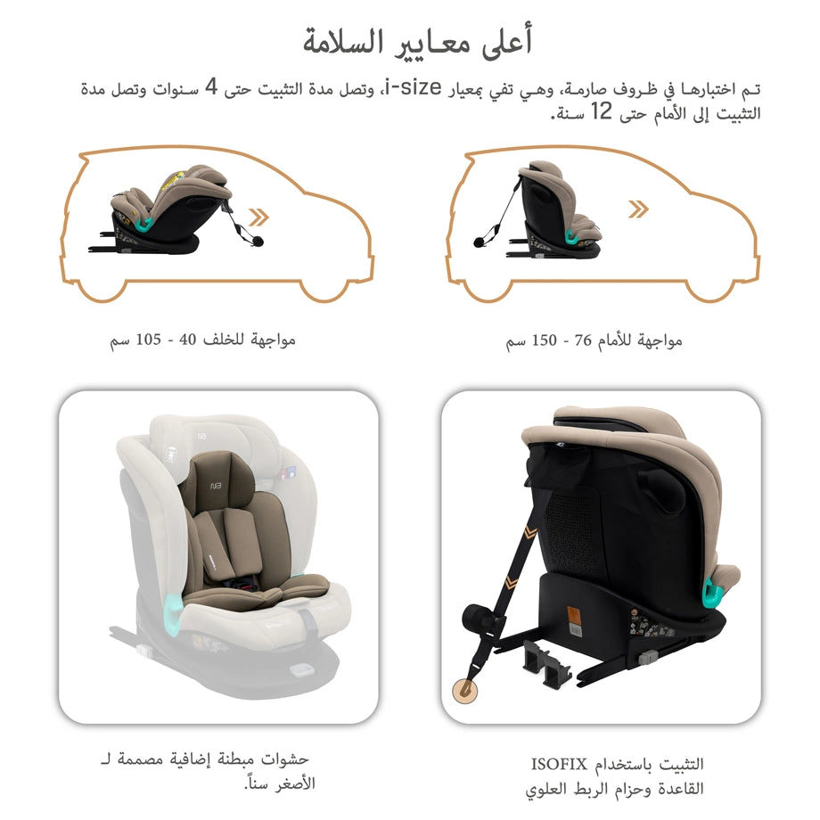 نيوبريز آي جوارديا 360-ديجري آيسوفيكس آيسايز كار سيت ألين1 (بيج)